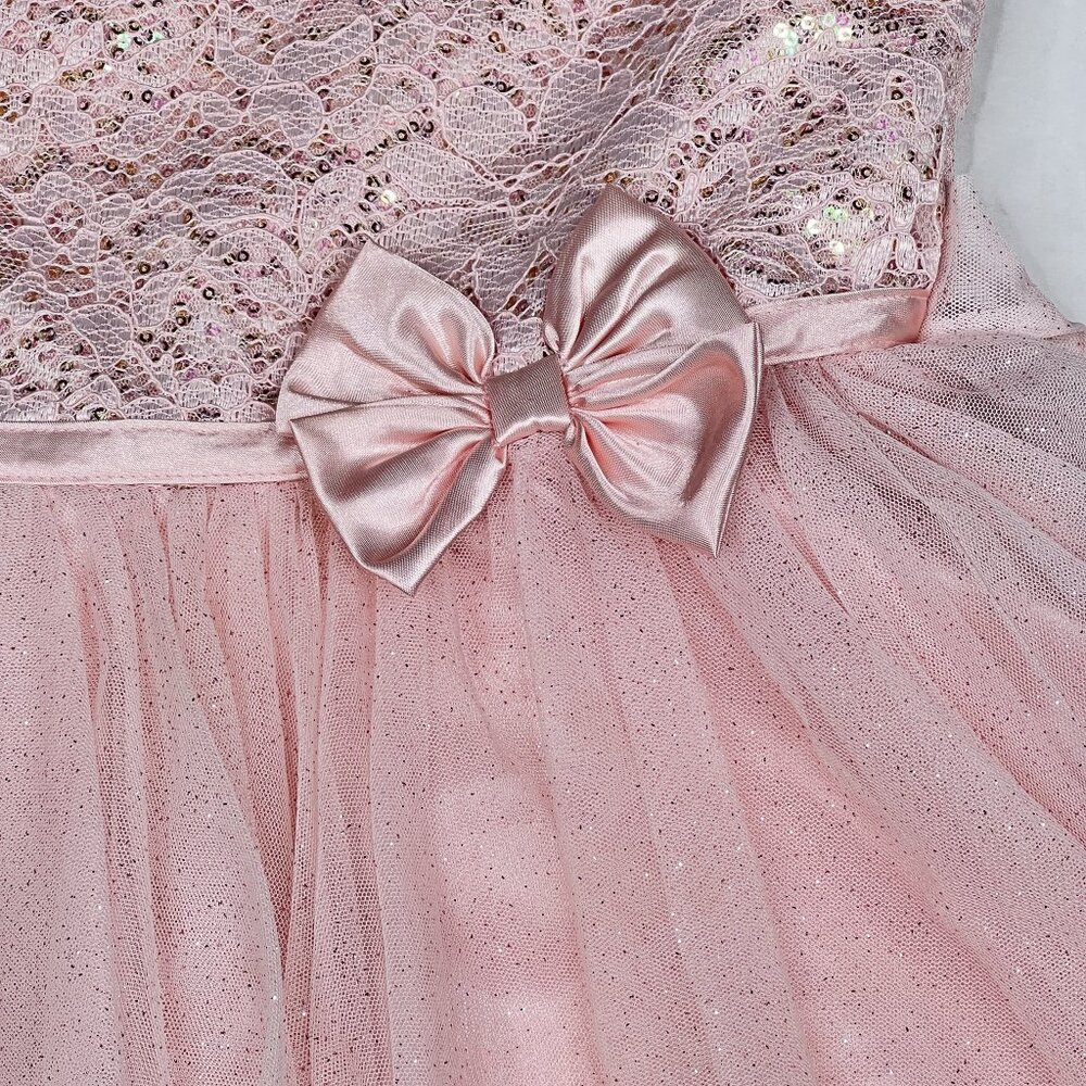 Jona Michelle Petal Baby Pink Princess Floral Lace Sequin Tiered Tule Sz 12 NWOT - Picture 4 of 10